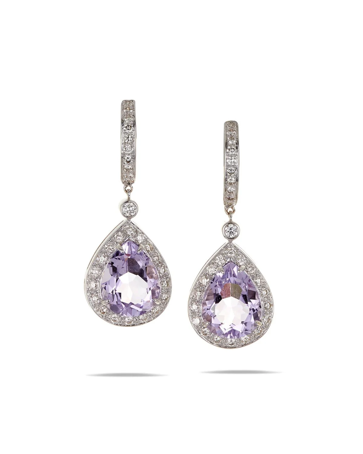 Amethyst & Diamond Pendant Drop Earrings - Image 4