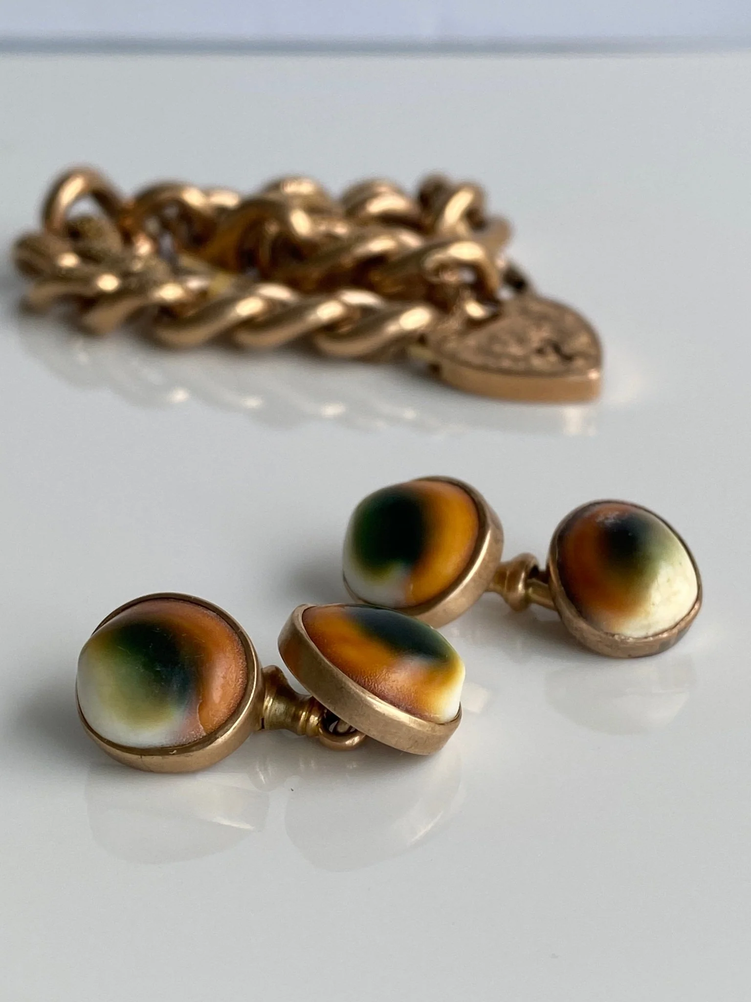 Antique Operculum Cufflinks, c1900 - Image 3