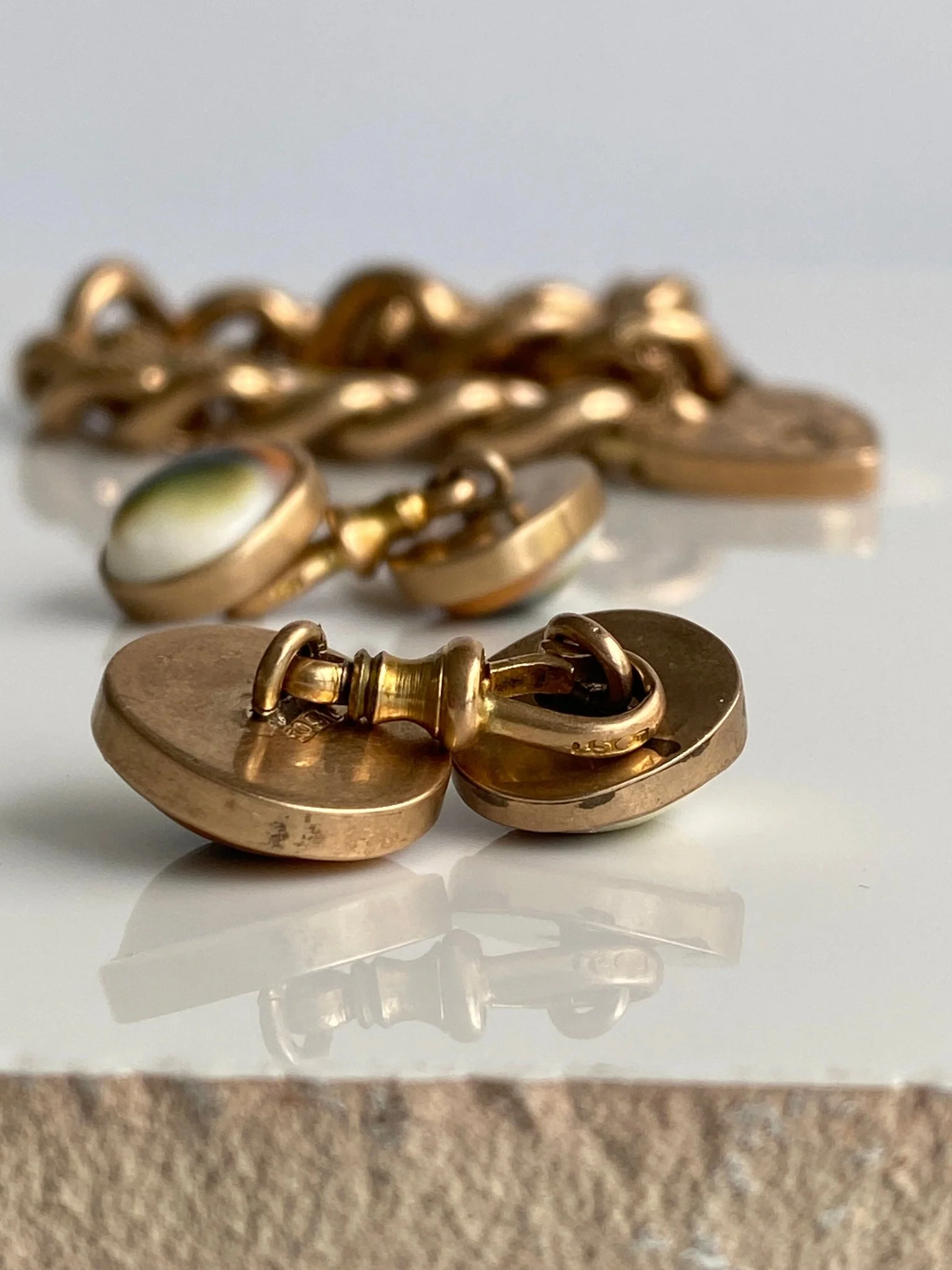 Antique Operculum Cufflinks, c1900 - Image 4