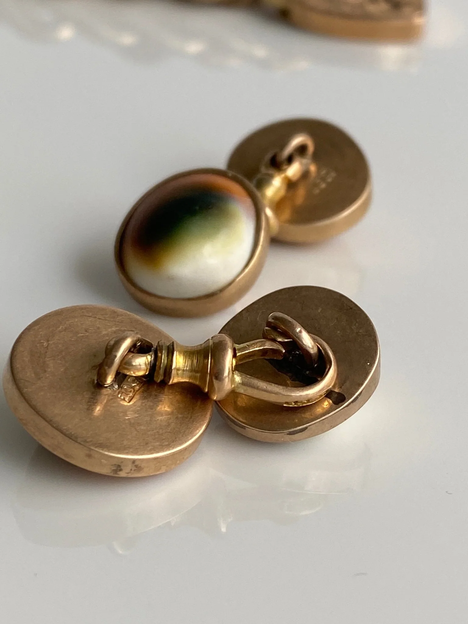 Antique Operculum Cufflinks, c1900 - Image 5