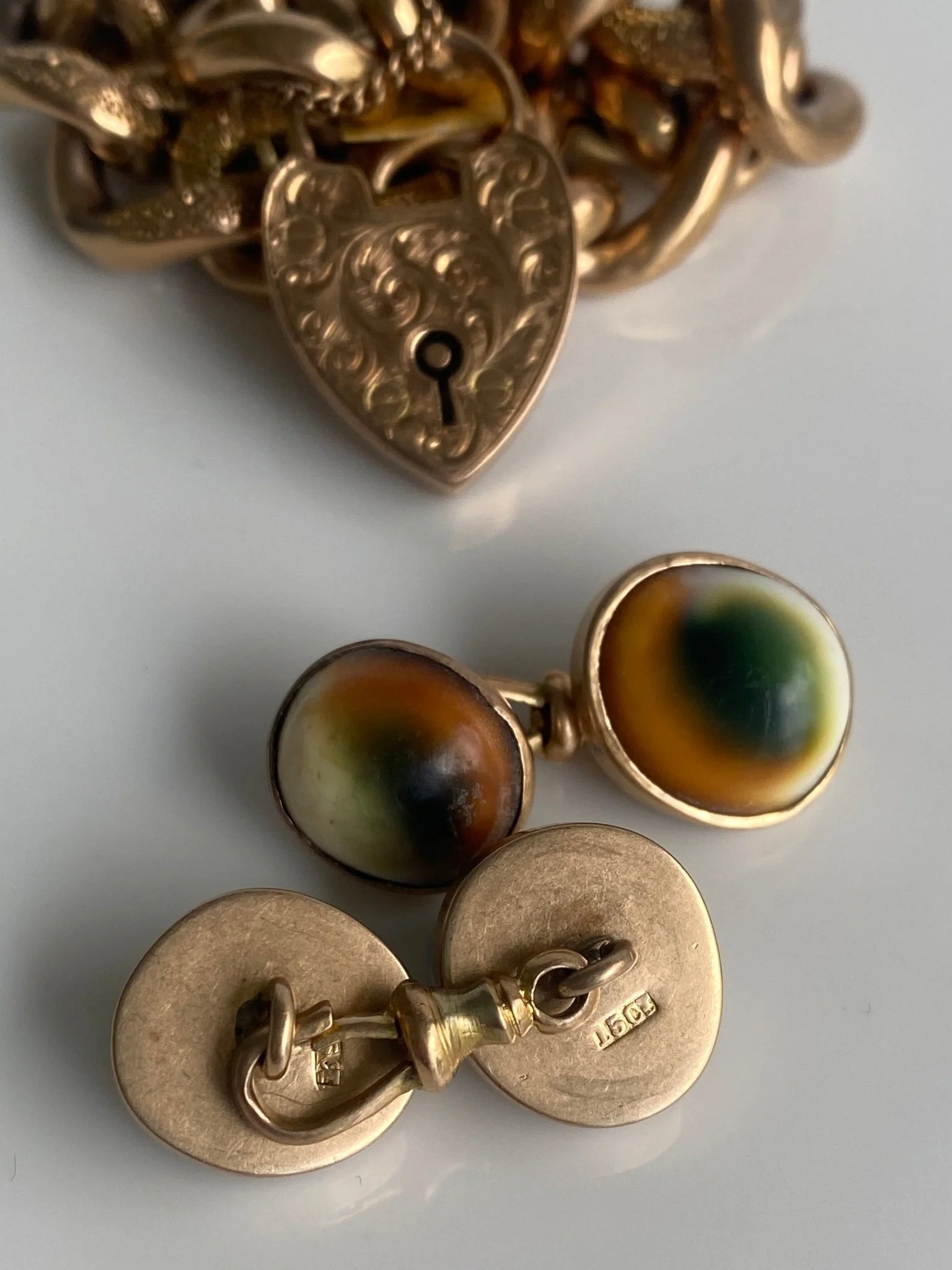 Antique Operculum Cufflinks, c1900 - Image 6