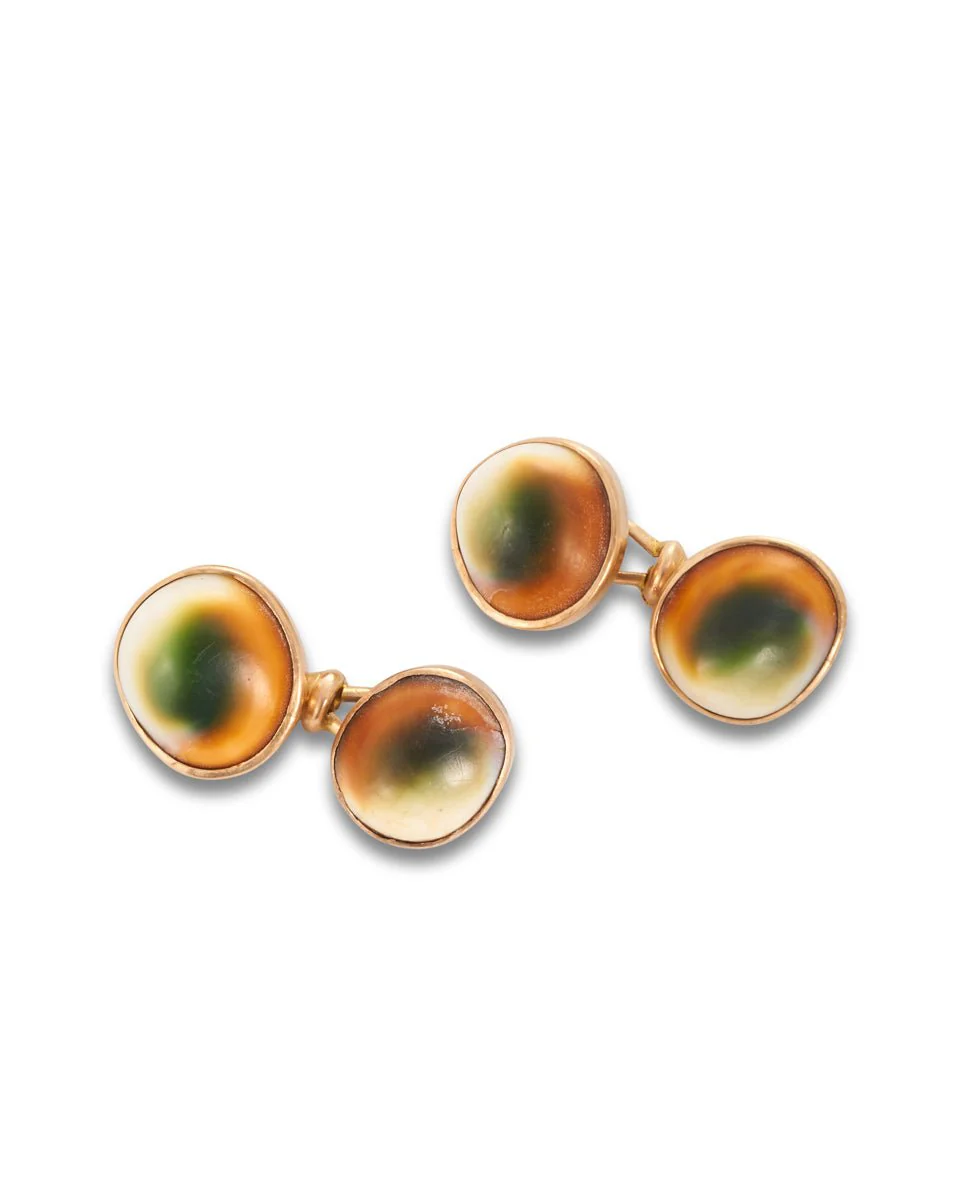Antique Operculum Cufflinks, c1900 - Image 7