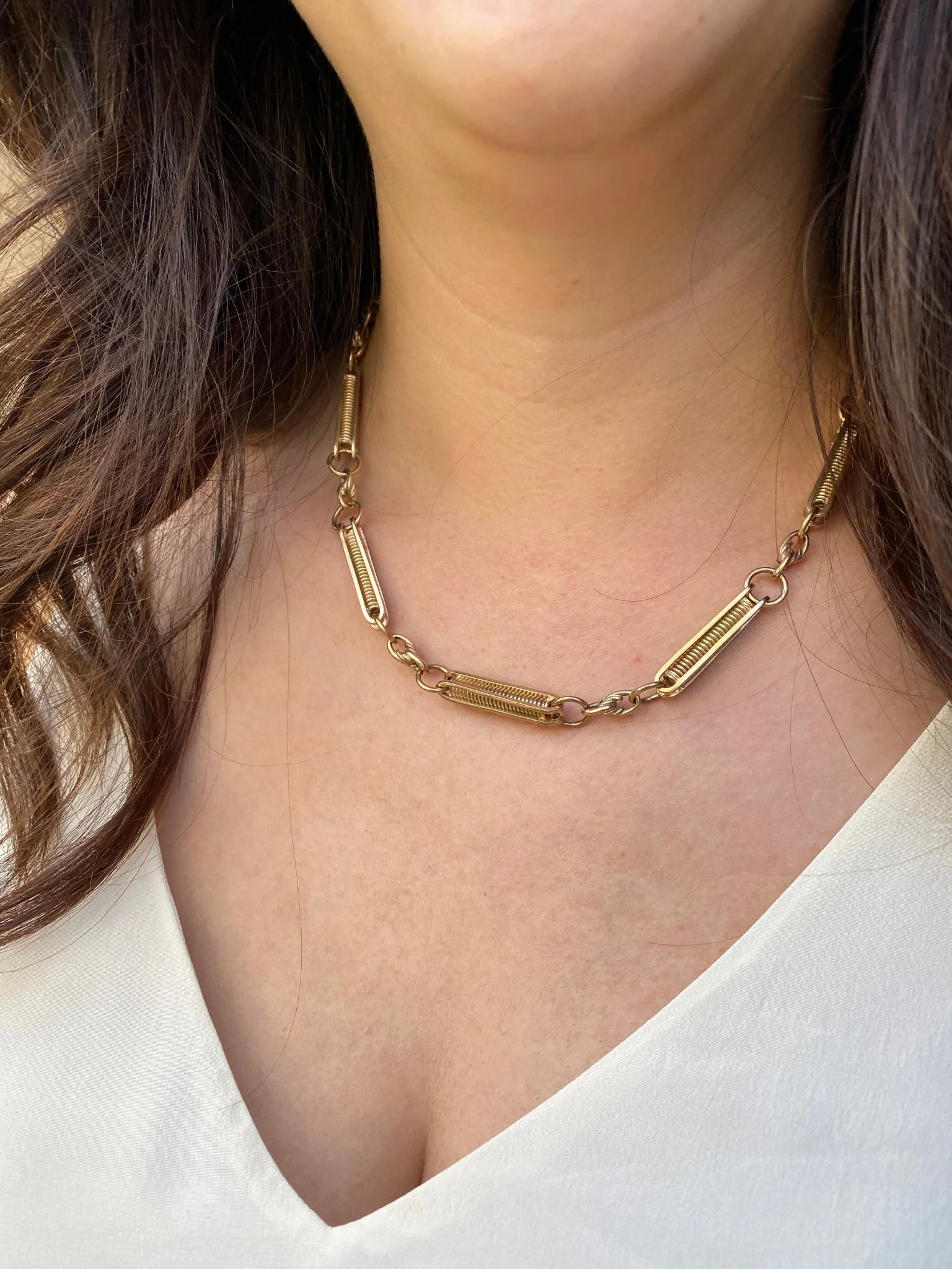 Antique Style Gold Watch Chain - Image 3