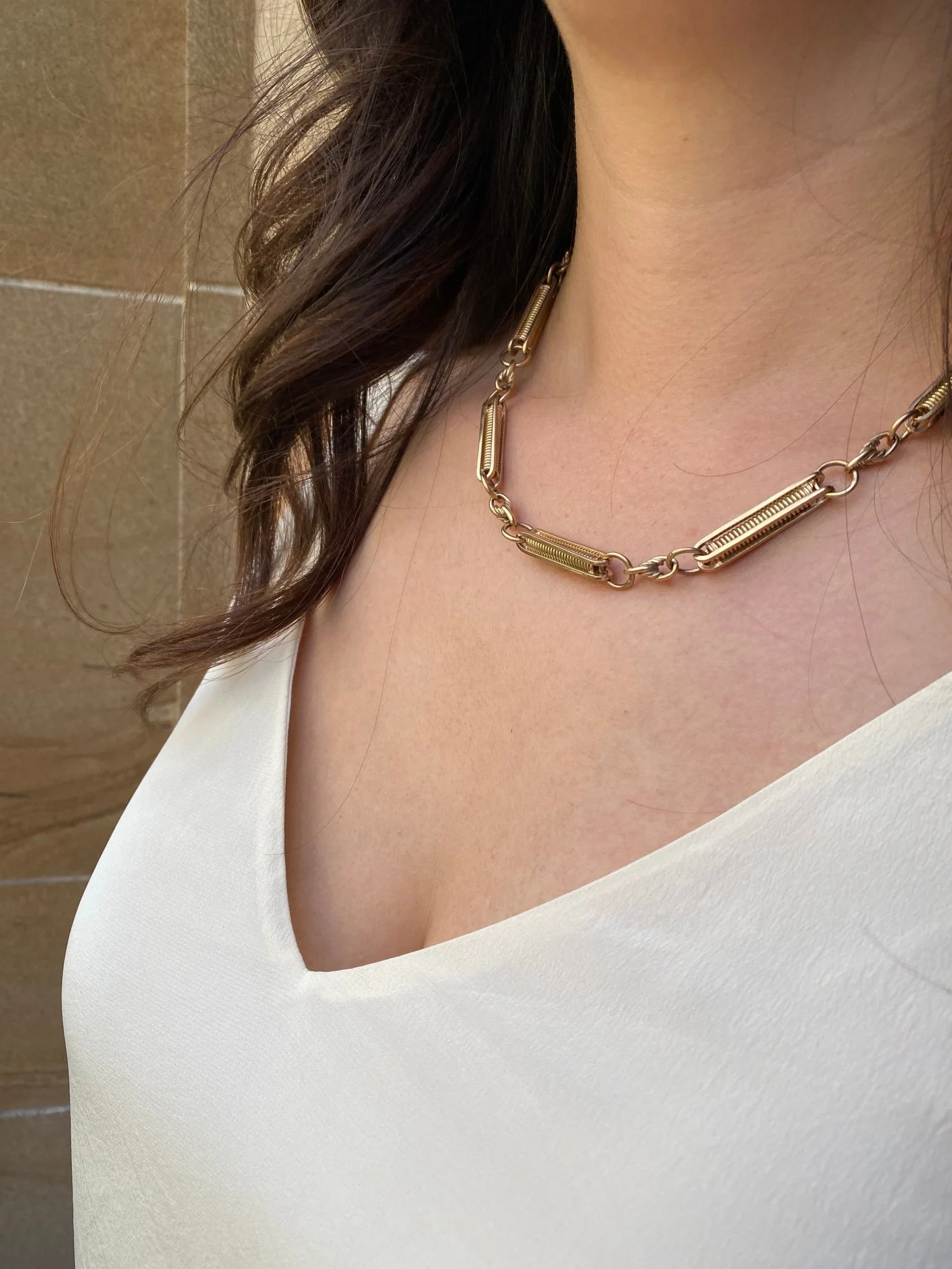 Antique Style Gold Watch Chain - Image 4