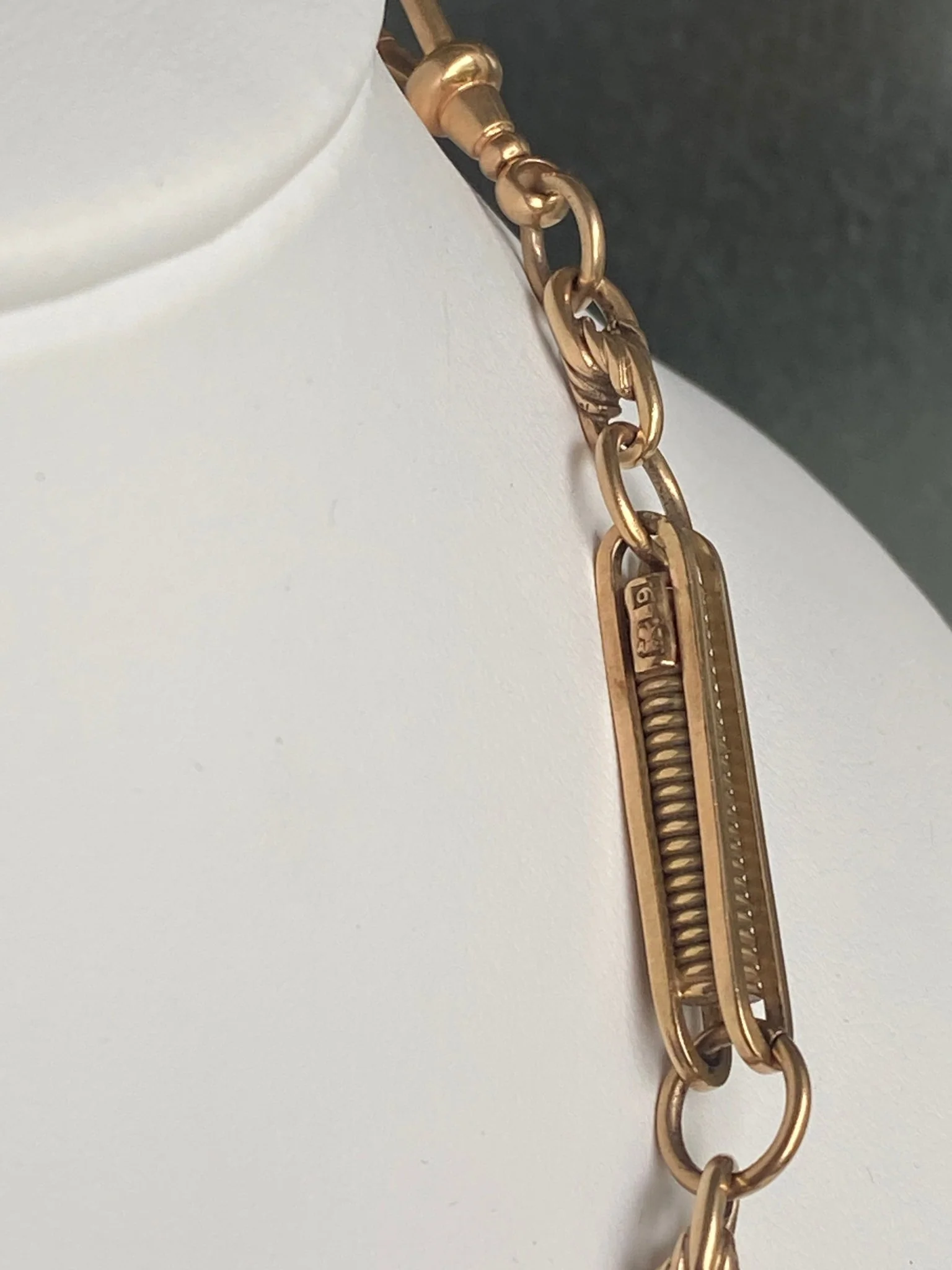 Antique Style Gold Watch Chain - Image 8