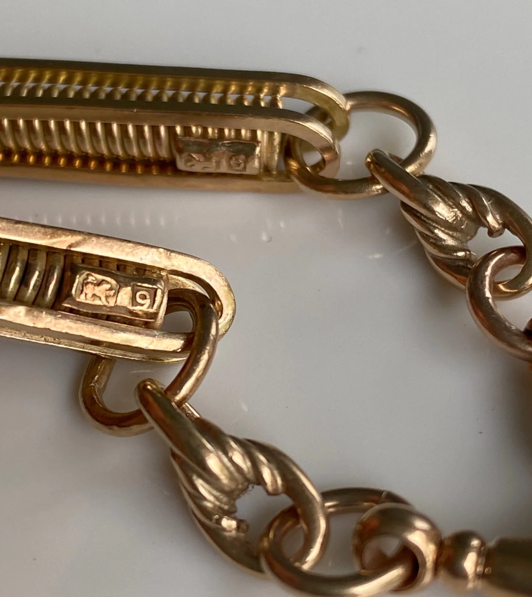 Antique Style Gold Watch Chain - Image 9