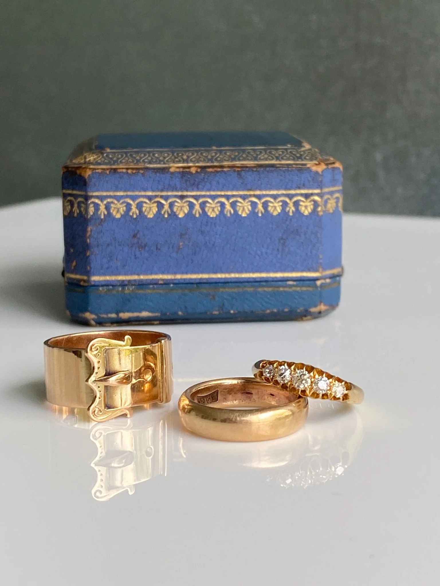 Antique Gold & Diamond Bridge Ring - Image 3