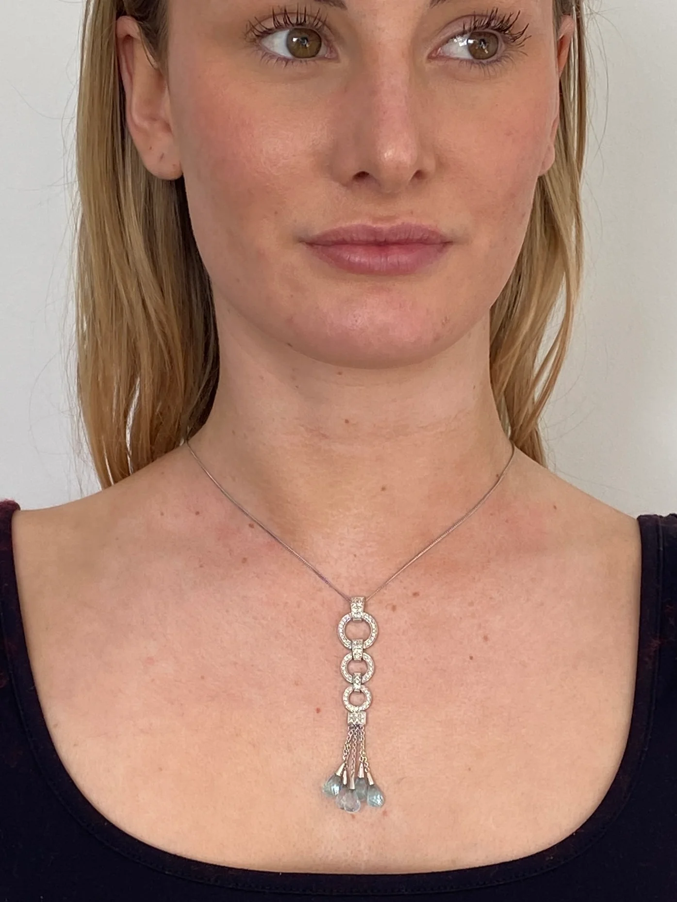 Modern Topaz & Diamond Pendant - Image 3