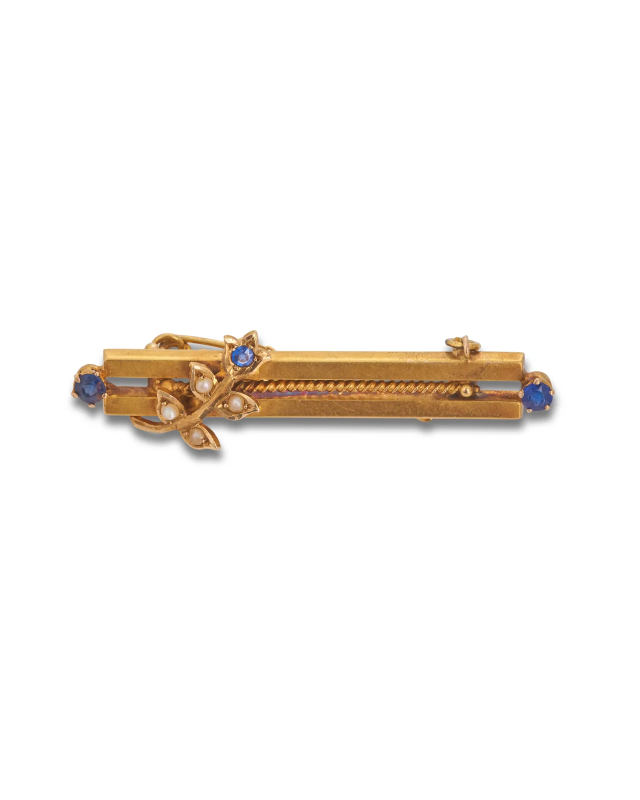 Antique Australian Sapphire & Pearl Bar Brooch, Willis & Sons - Image 4