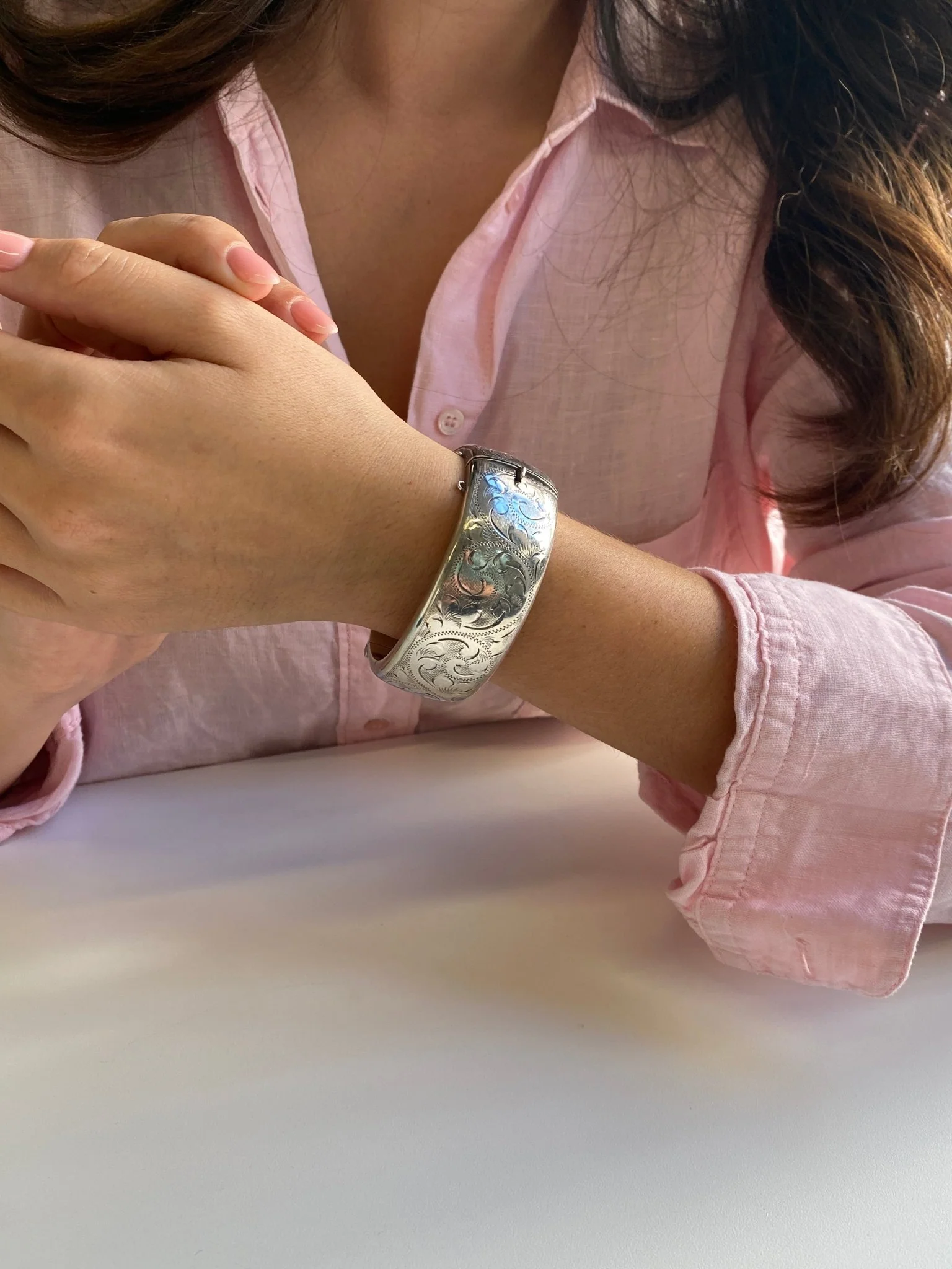 Vintage English Silver Bangle, 1970 - Image 3