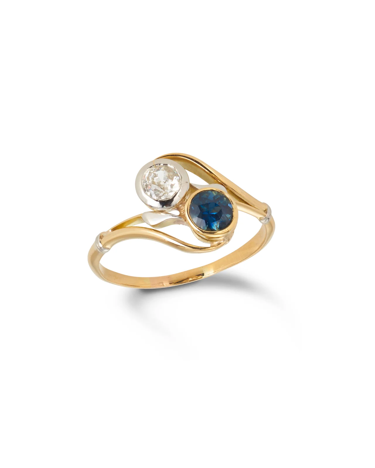 Edwardian Sapphire & Diamond Toi et Moi Ring - Image 5