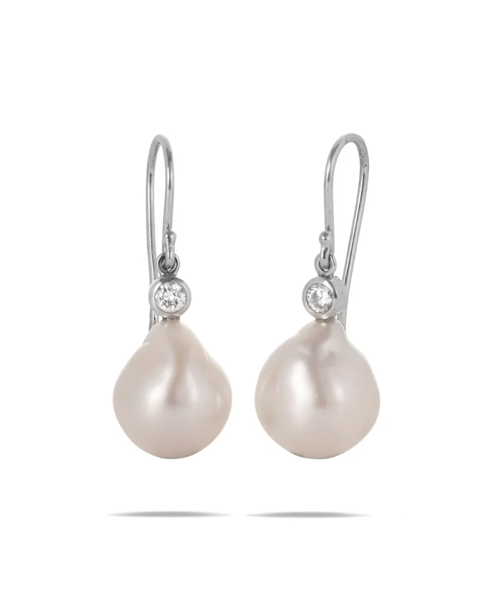 Australian South Sea Pearl & Diamond Earrings - Image 3