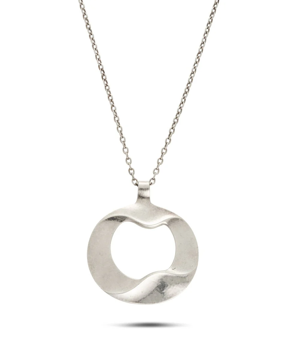 Mid-Century Silver Pendant on Chain, Georg Jensen - Image 4