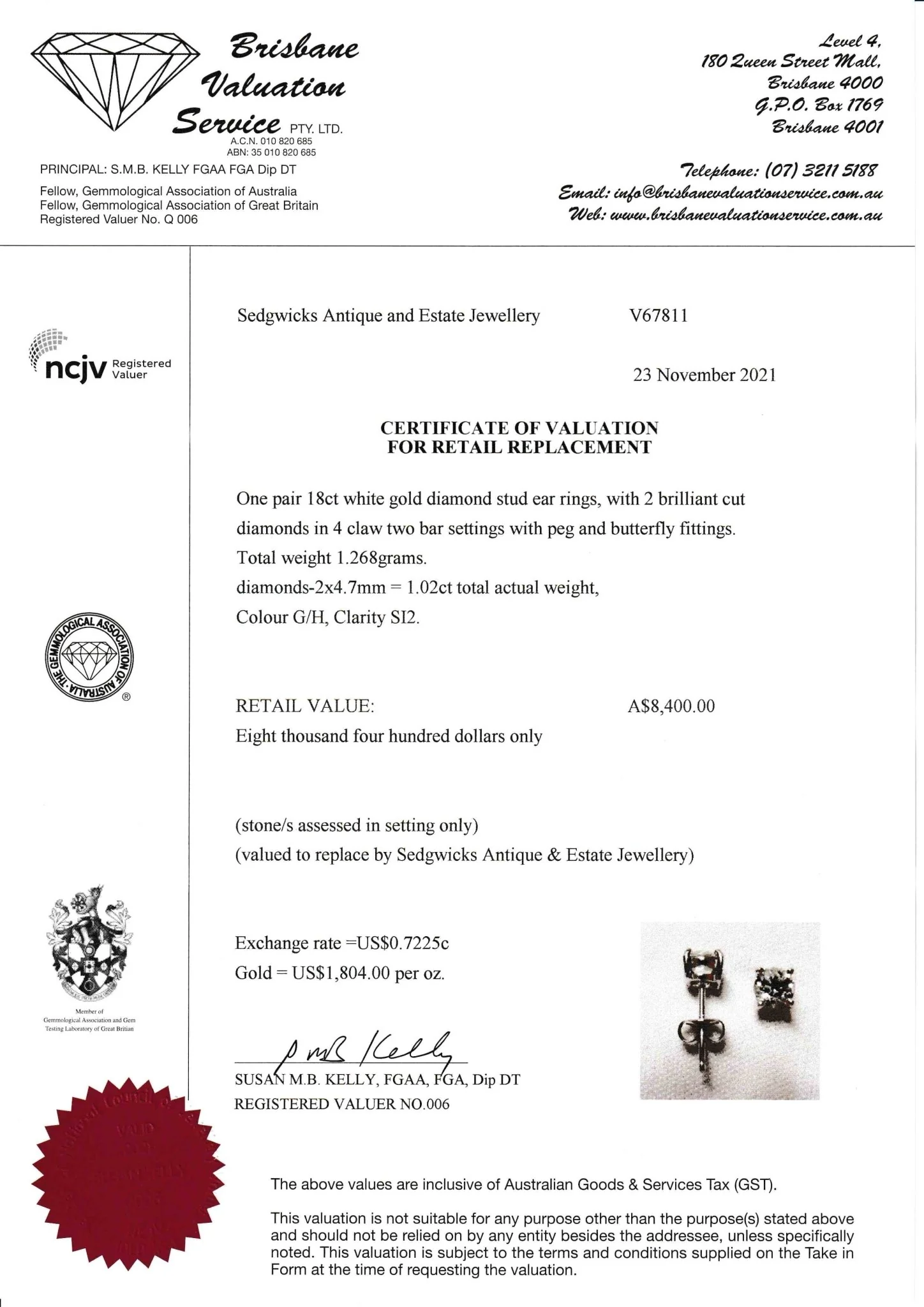Classic Diamond Studs (1 carat total) - Image 3