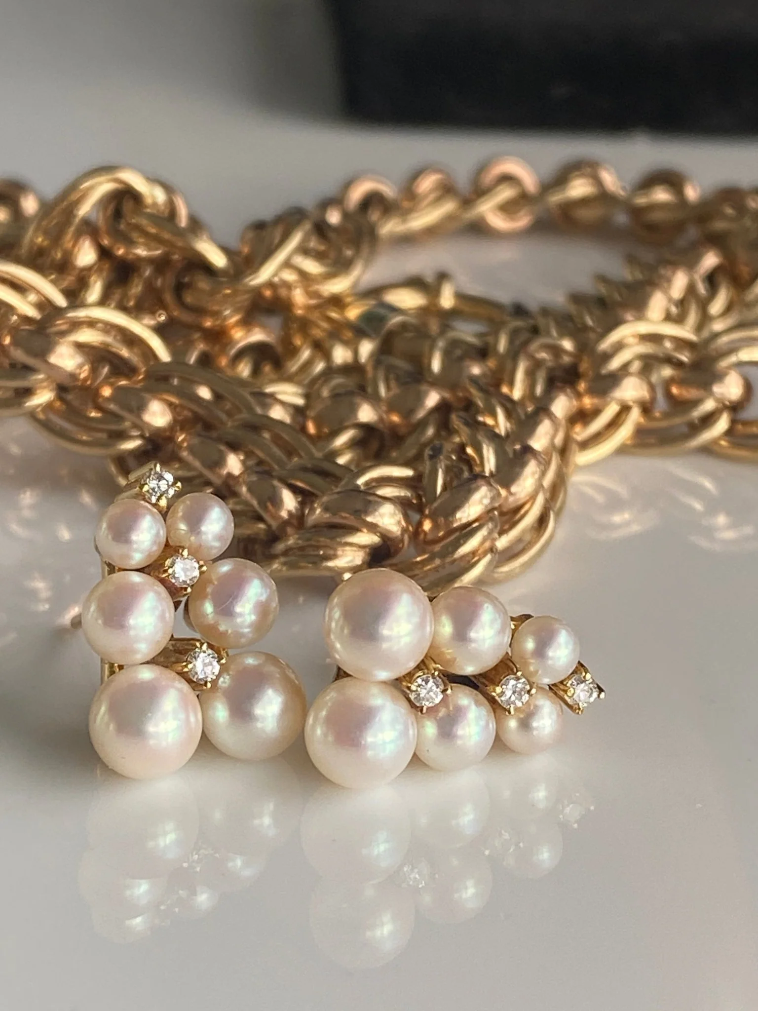 Vintage Pearl & Diamond Earring - Image 3