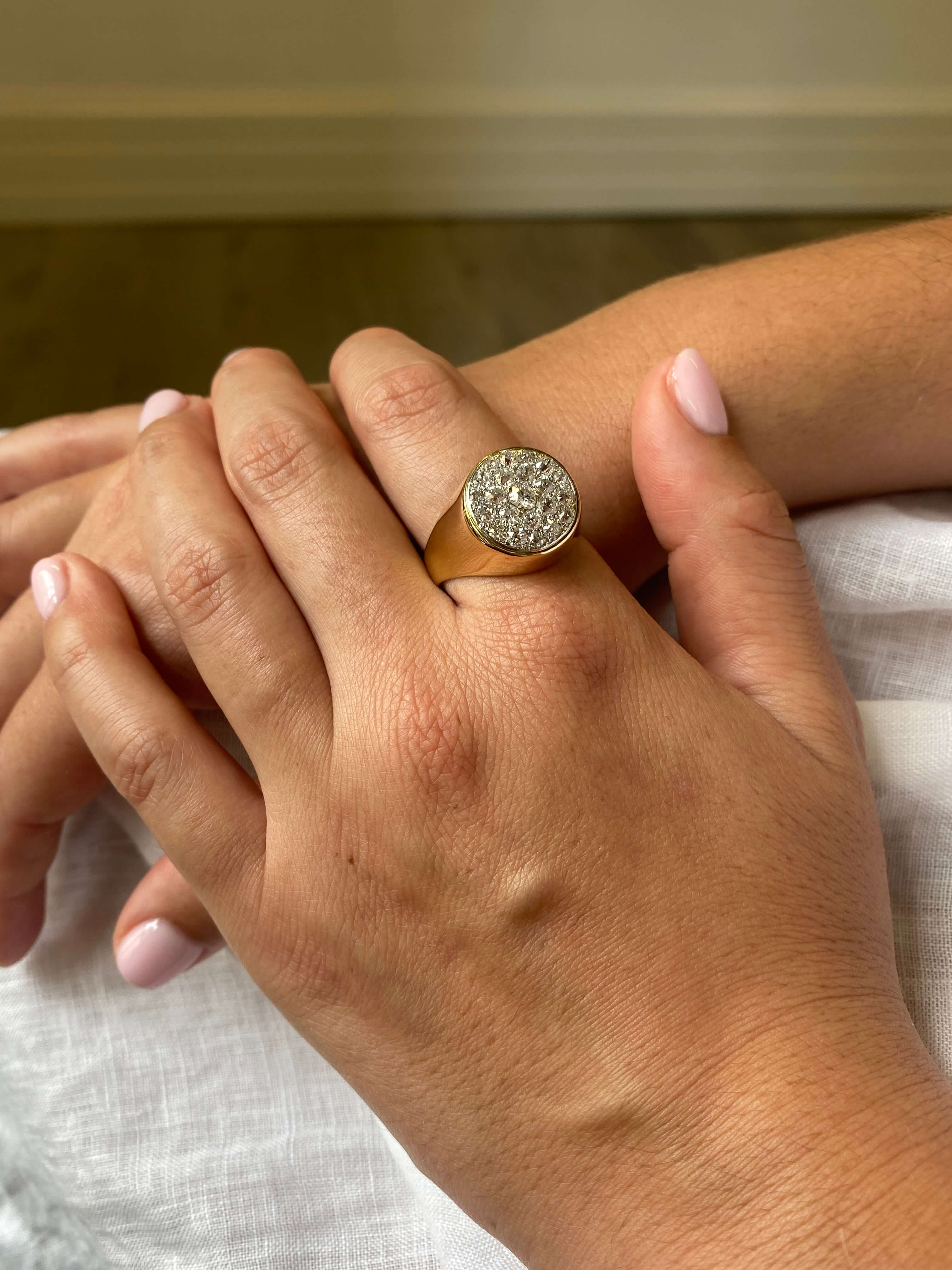 Mid-Century Diamond Cluster Ring - Image 3