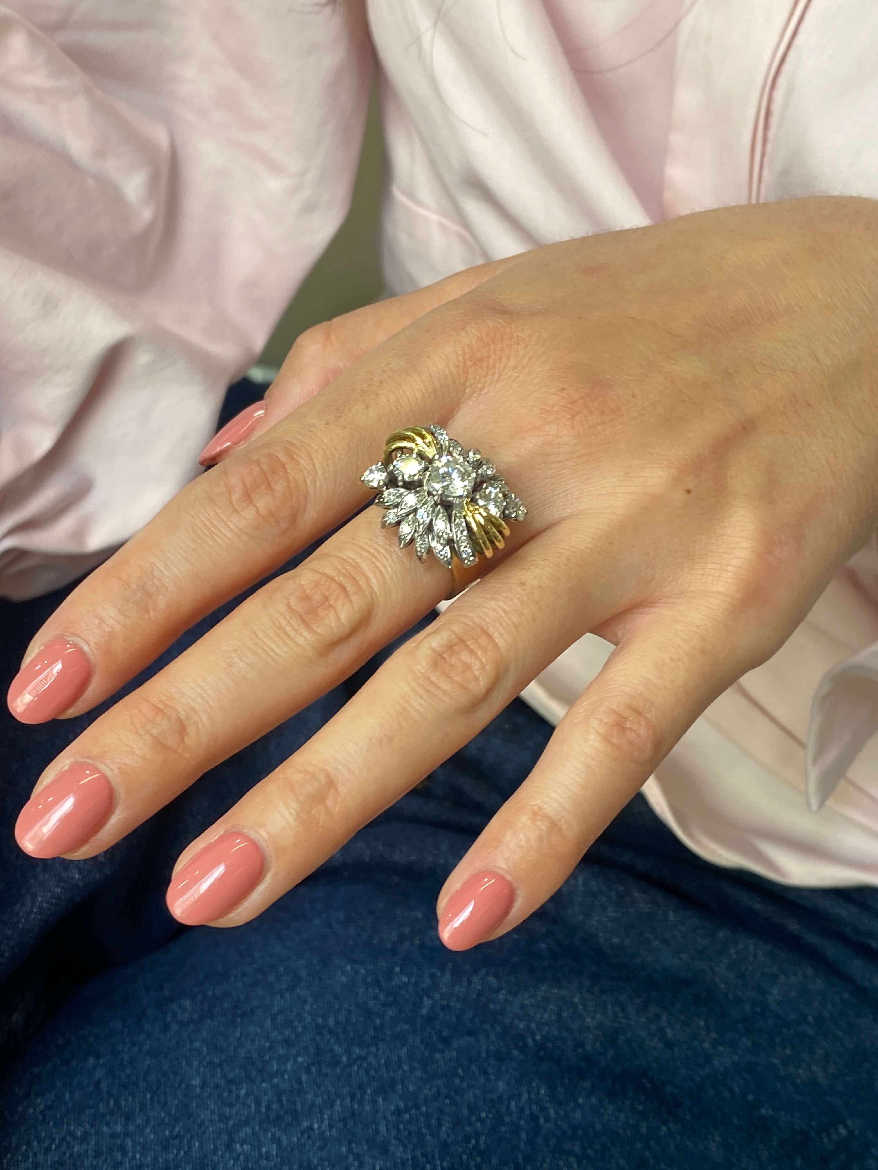 Mid-Century Diamond Cocktail Ring, 1960s - Image 3