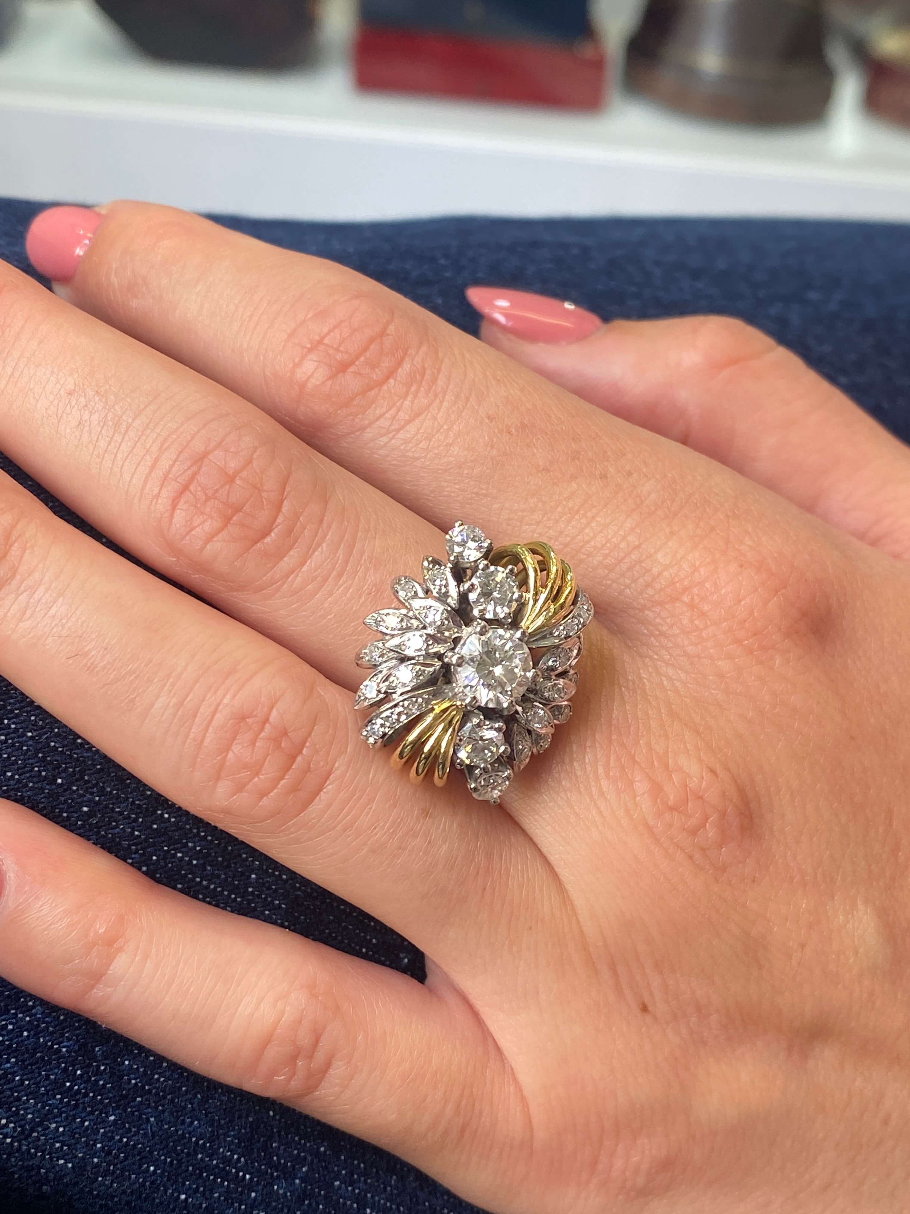 Mid-Century Diamond Cocktail Ring, 1960s - Image 4