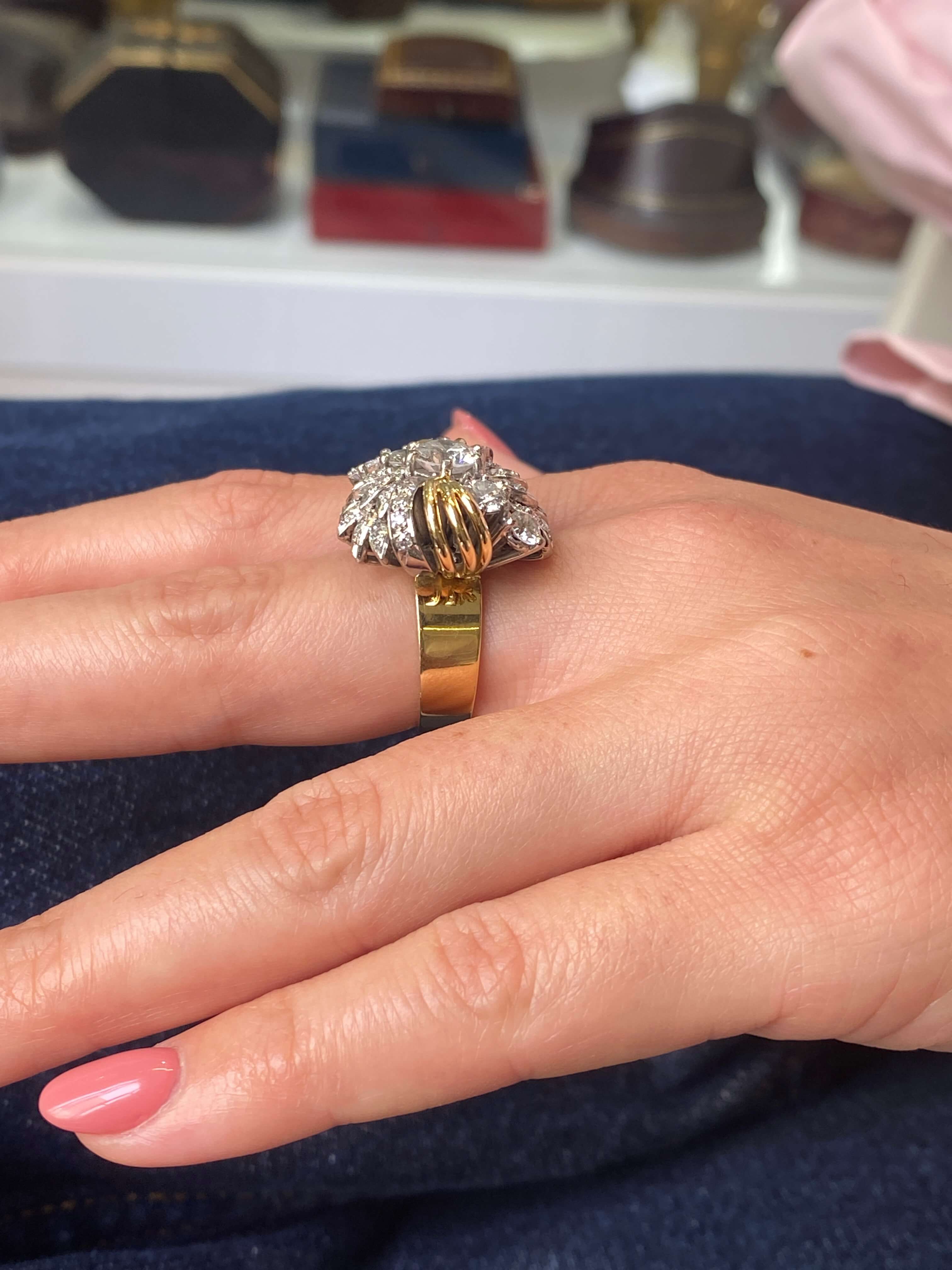 Mid-Century Diamond Cocktail Ring, 1960s - Image 5