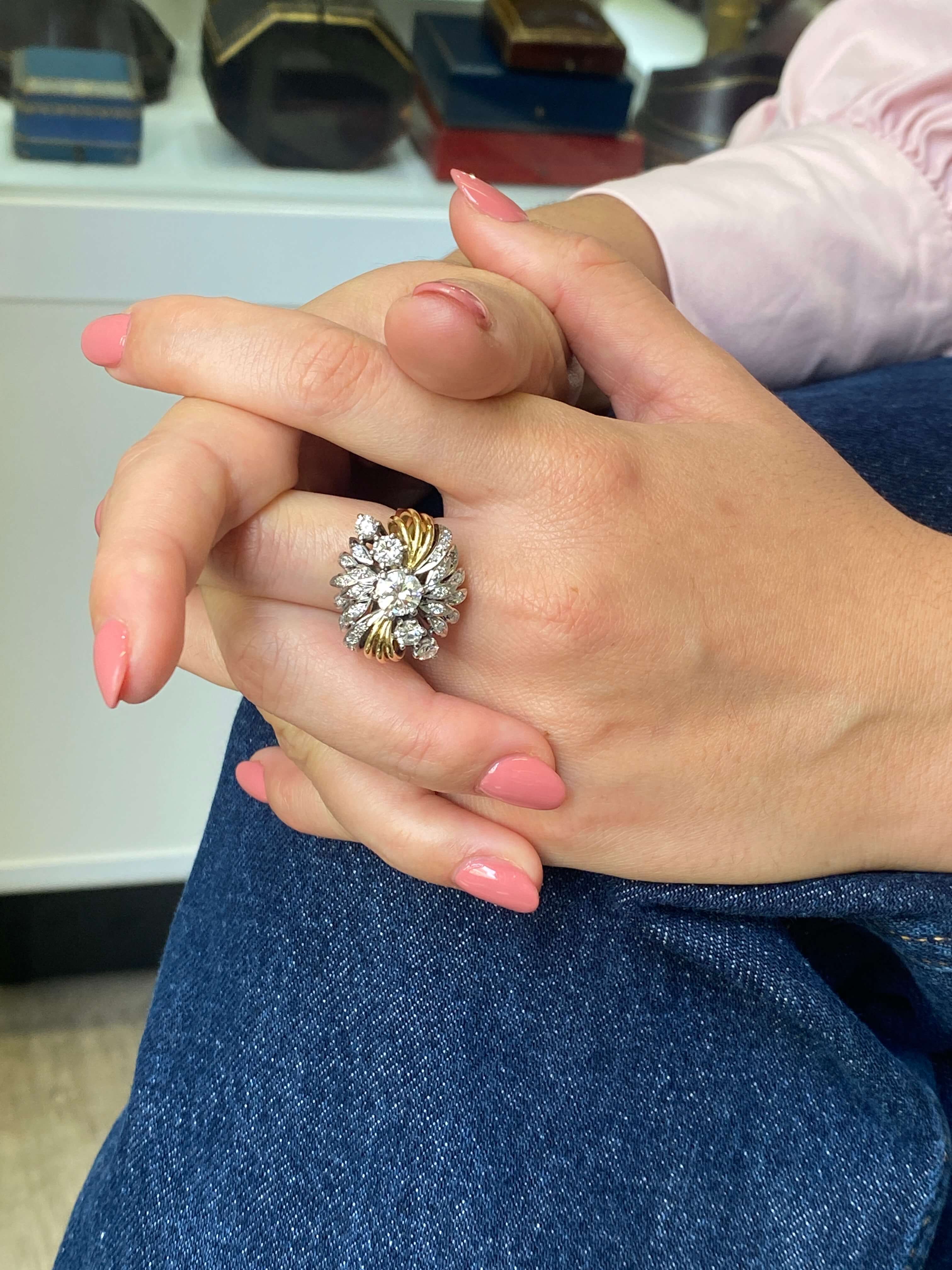 Mid-Century Diamond Cocktail Ring, 1960s - Image 6