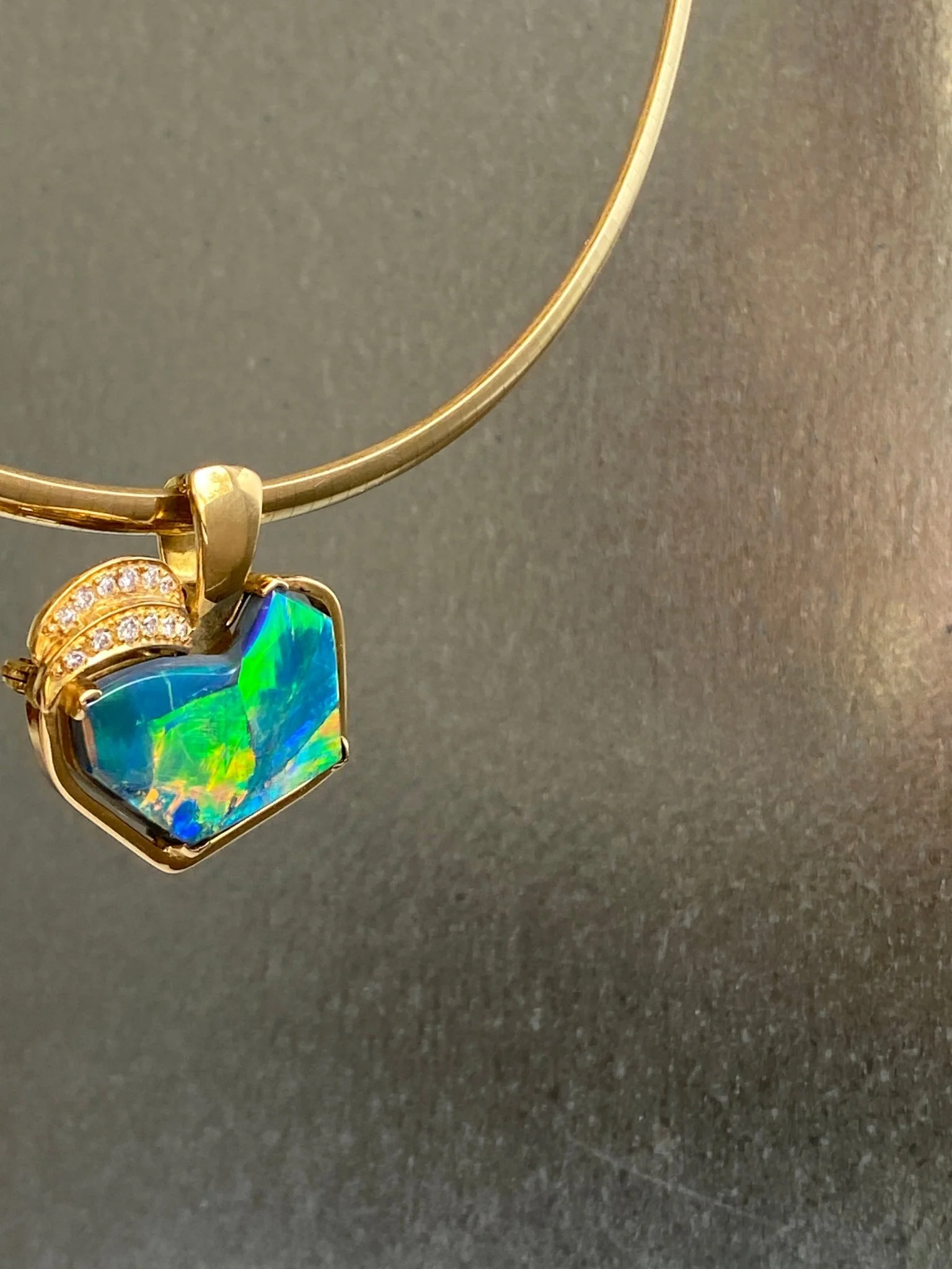 Lightning Ridge Opal & Diamond Pendant - Image 3