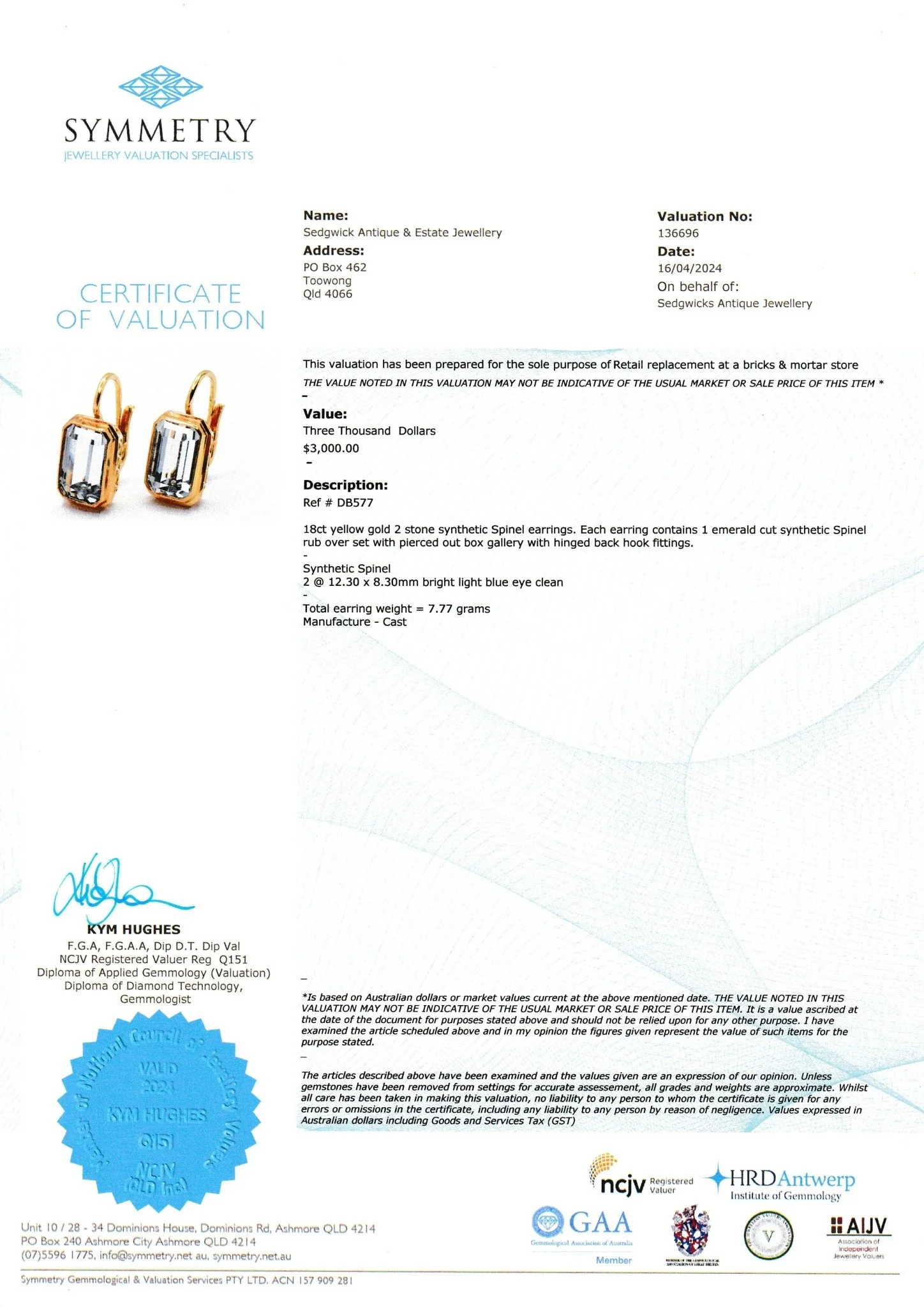 European Gold & Spinel Earrings - Image 3