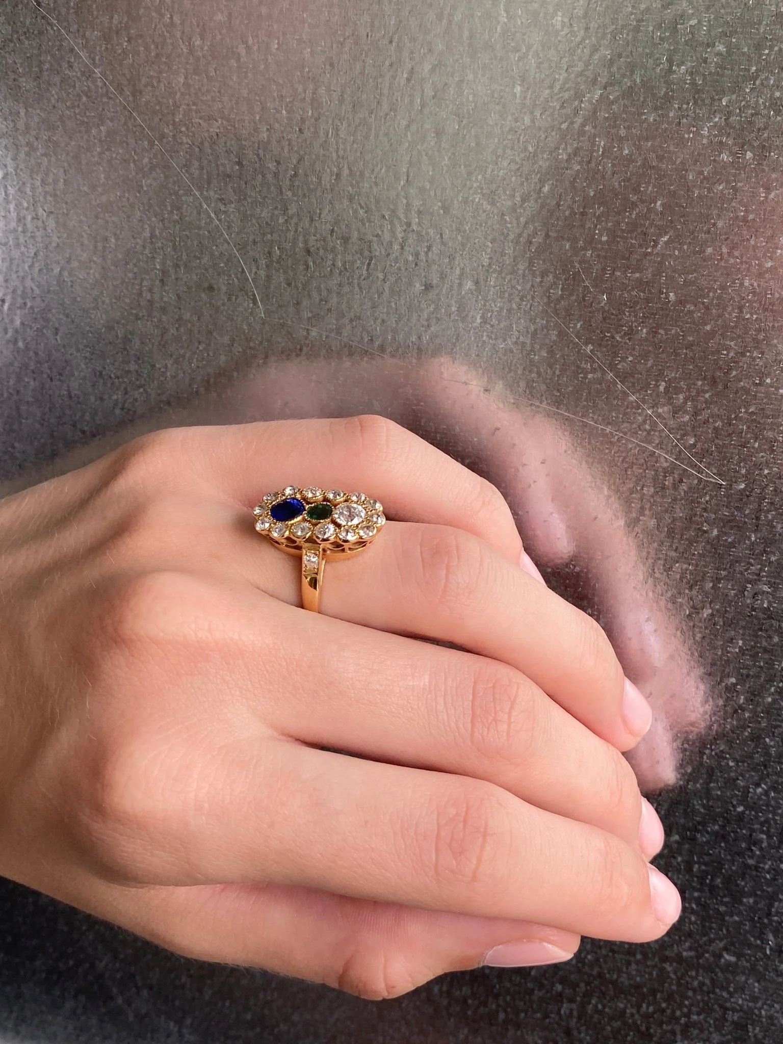 Antique Australian Diamond, Sapphire & Garnet Ring - Image 4