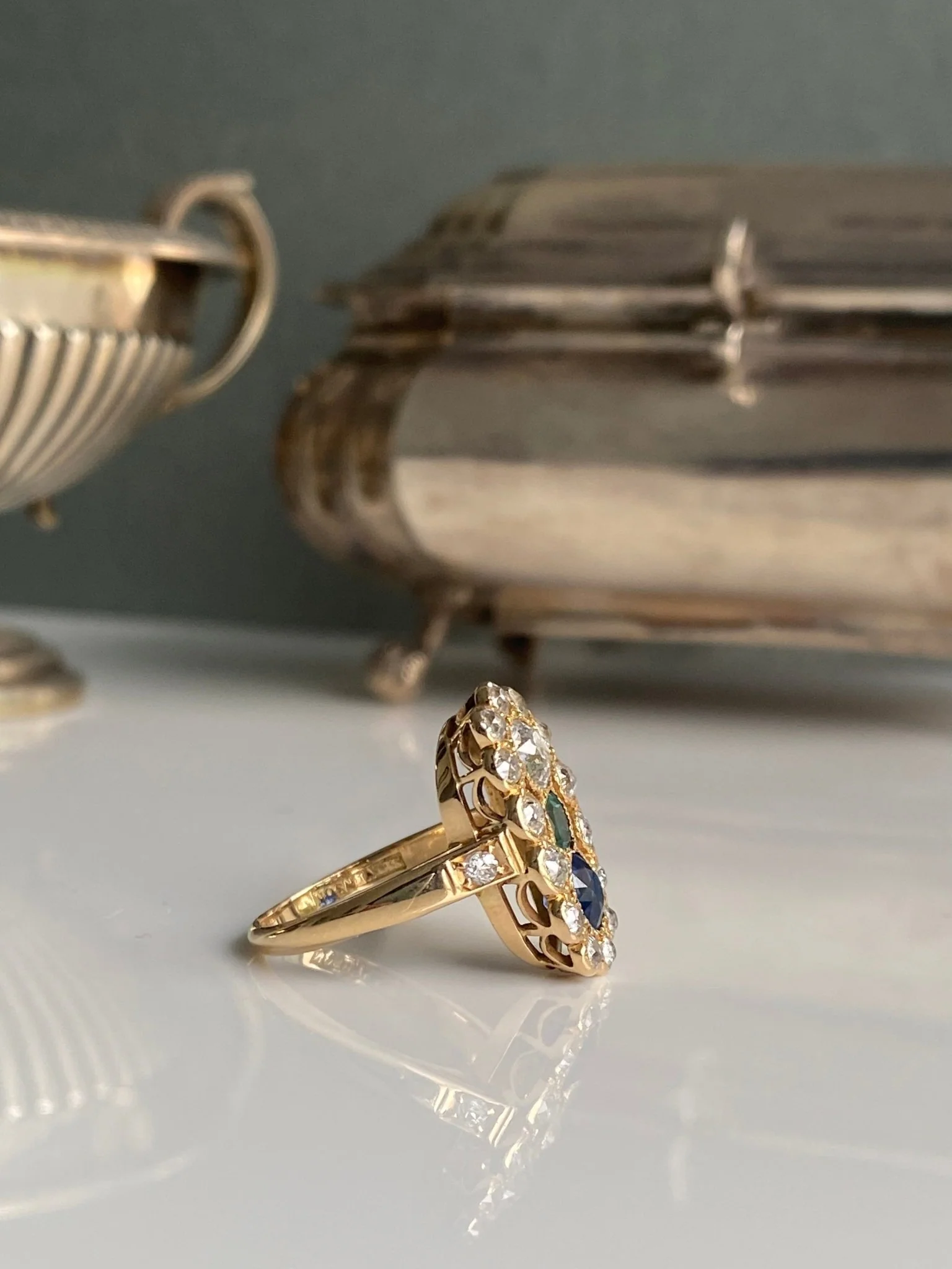 Antique Australian Diamond, Sapphire & Garnet Ring - Image 5