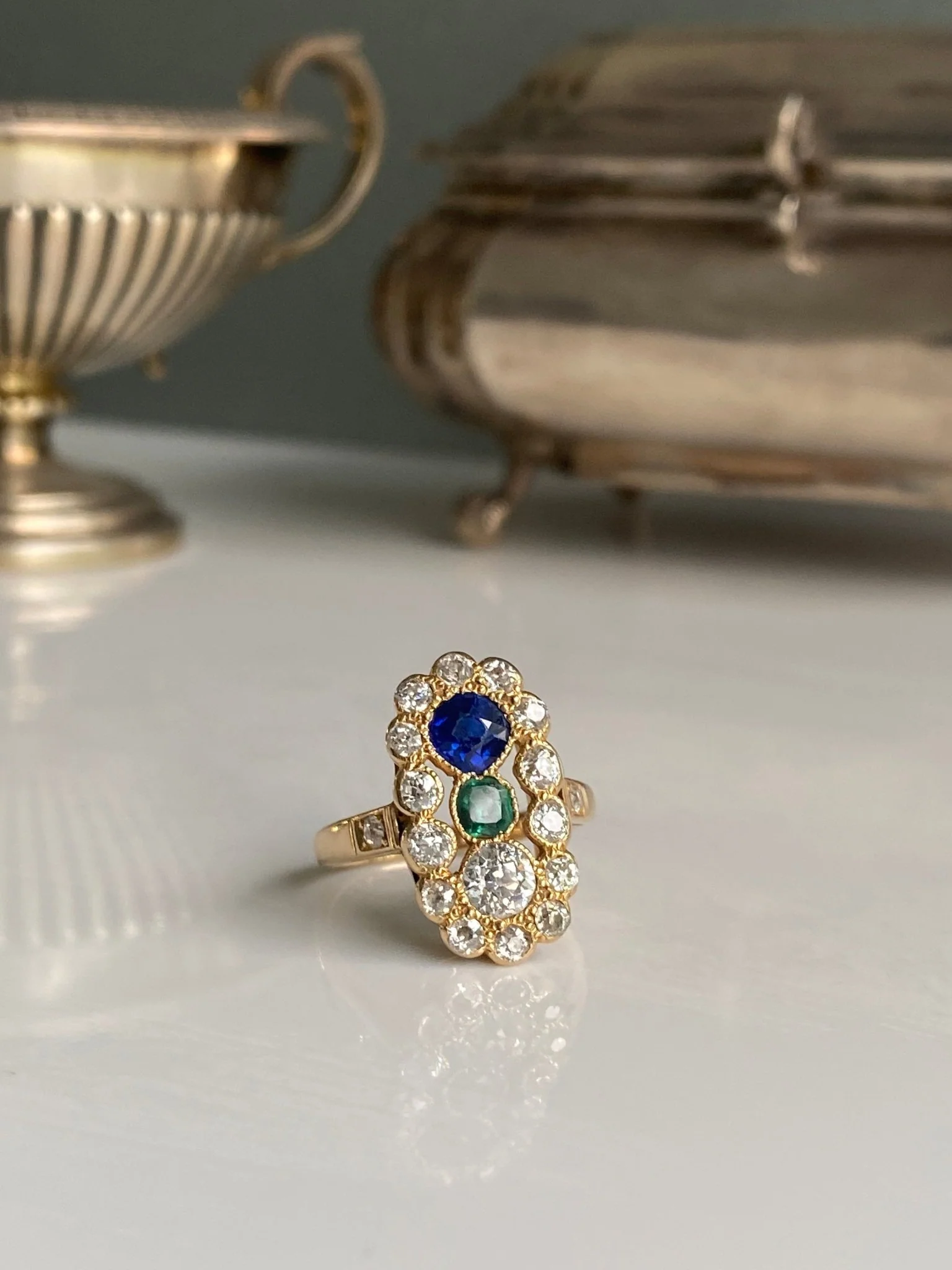 Antique Australian Diamond, Sapphire & Garnet Ring - Image 6