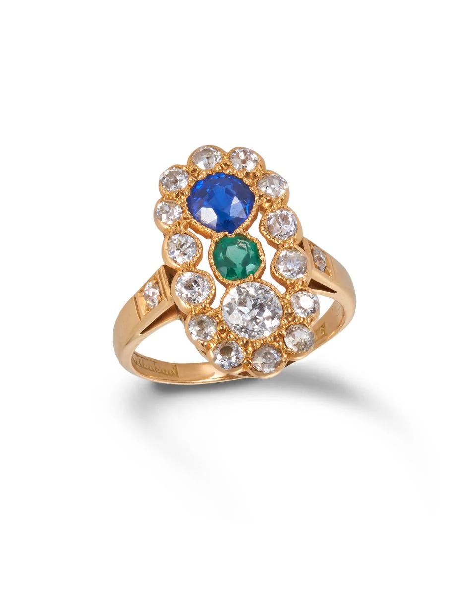 Antique Australian Diamond, Sapphire & Garnet Ring - Image 9