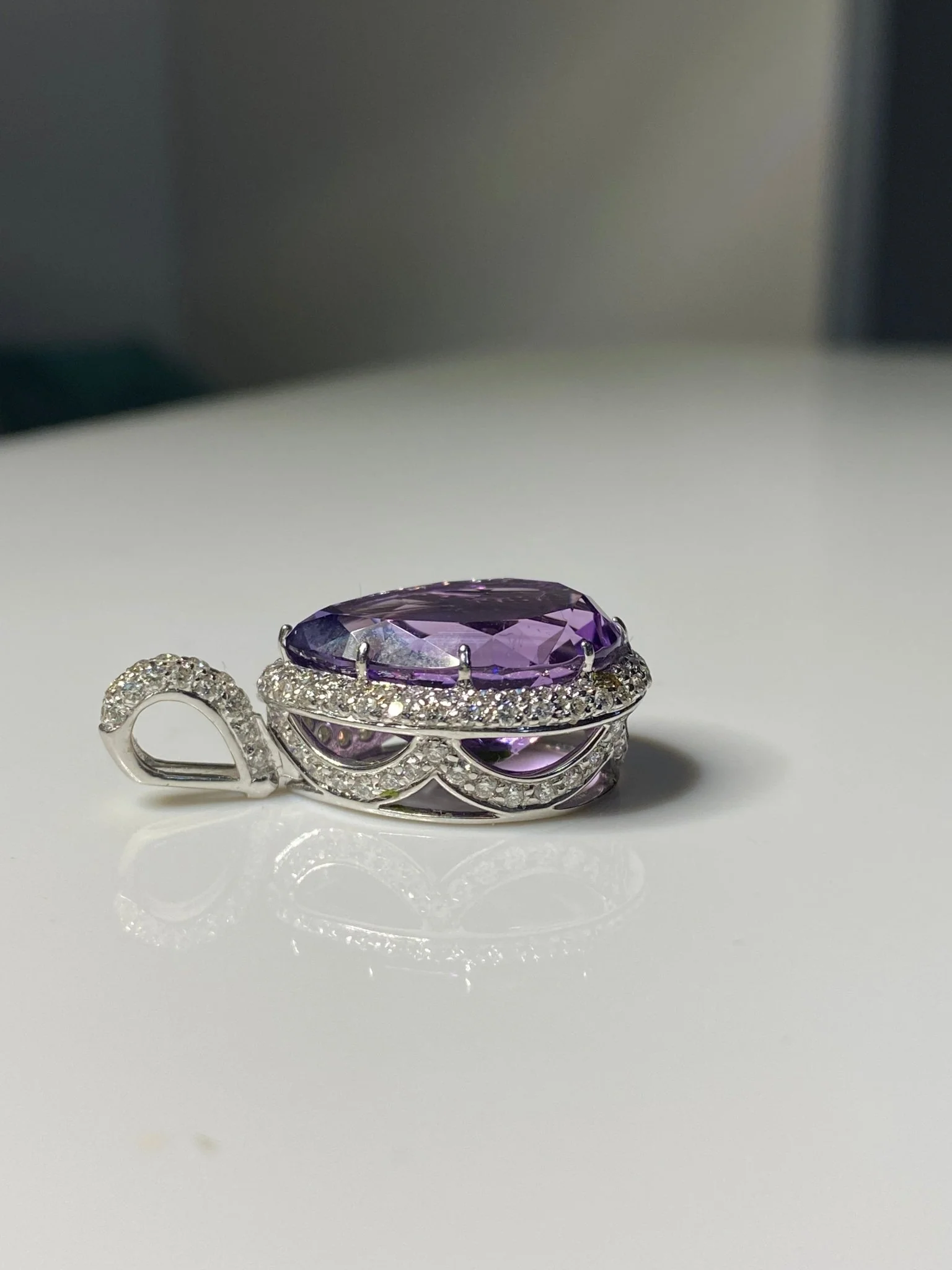 Vintage Amethyst & Diamond Pendant - Image 3