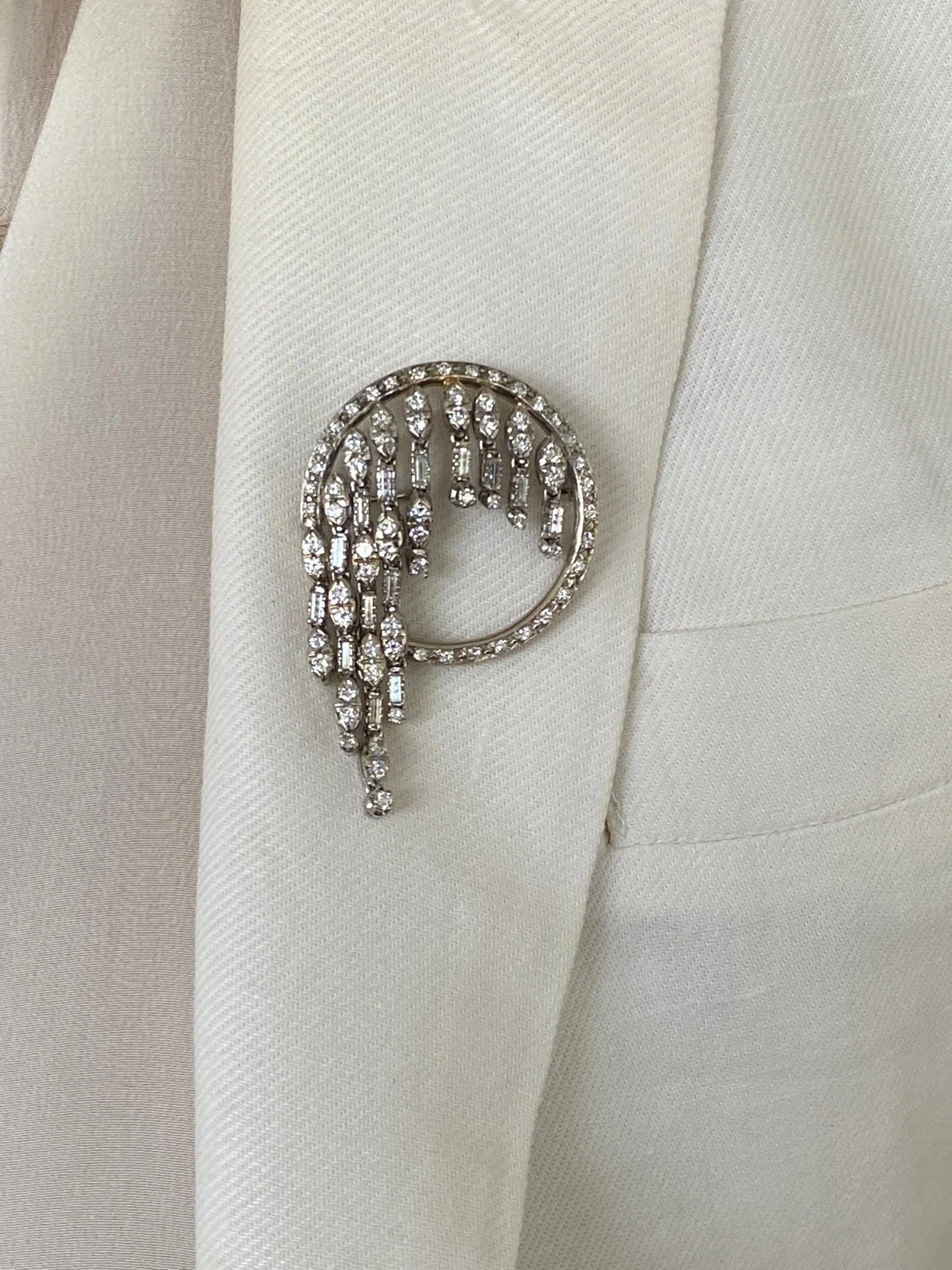 Mid-Century Diamond Waterfall Brooch, 1950's - Image 3