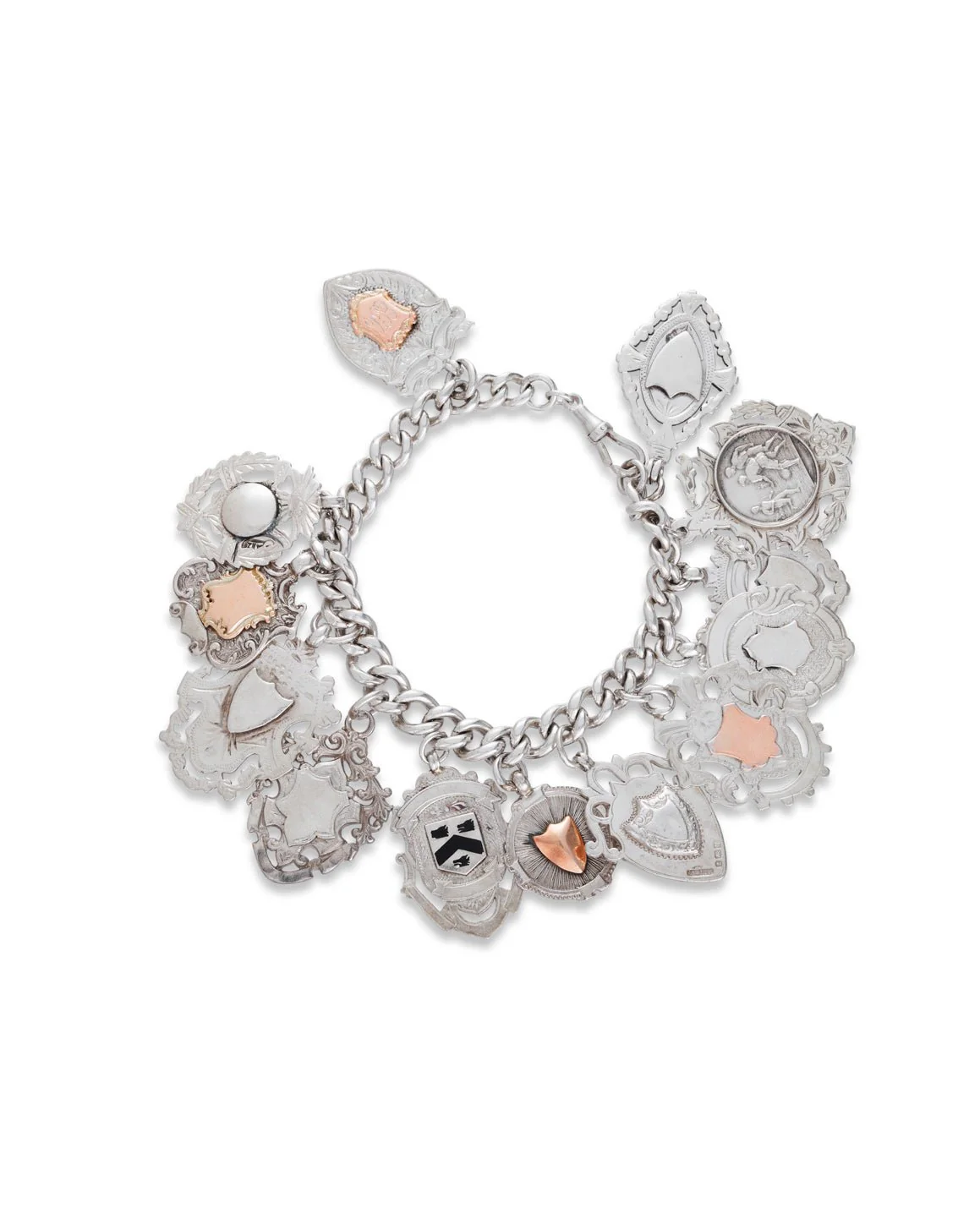 Edwardian Era Silver Fob Charm Bracelet - Image 3